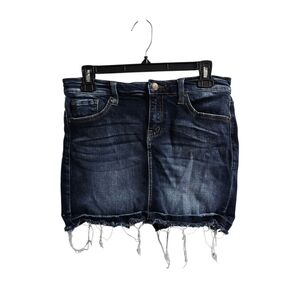 G Crush Dark Wash Distressed Jean Skirt Medium